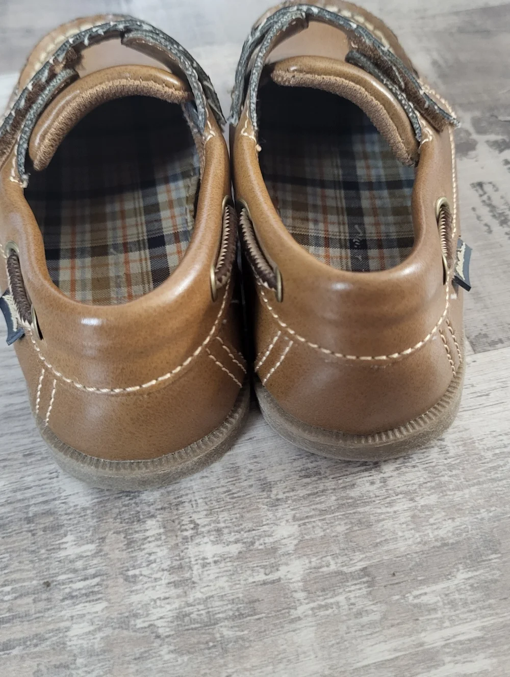 Eddie Bauer Toddler Boy Velcro Boat Dress Shoes Brown Farmer Old Money Church